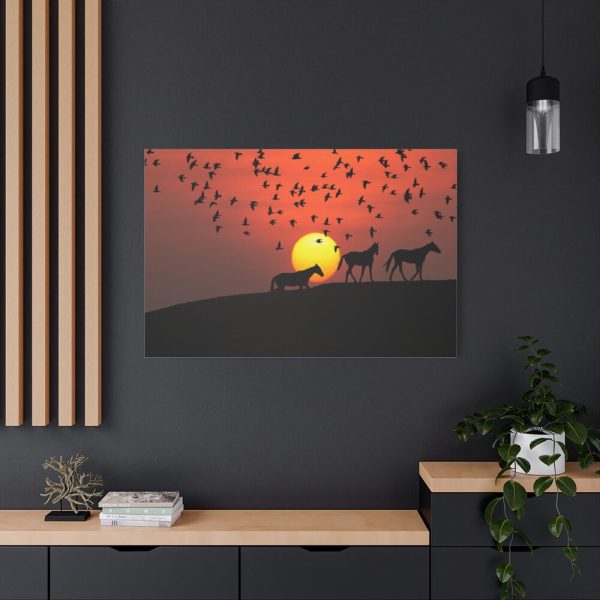 91638-18.jpg Horse Silhouette During Sunset Standard Canvas