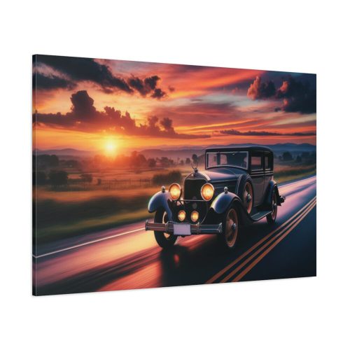 Vintage Car Driving on Road Standard Canvas