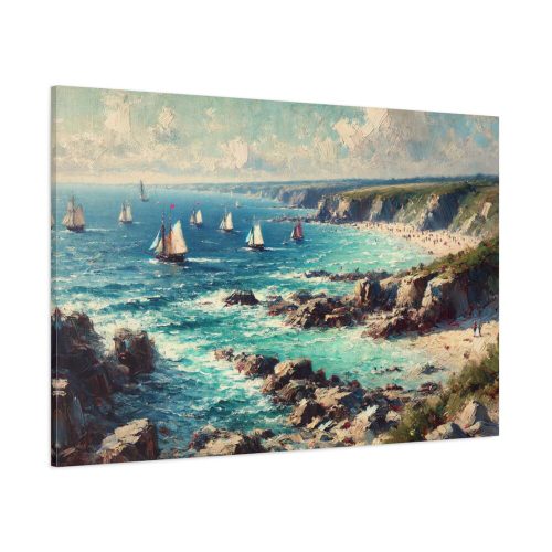 Peaceful Atmosphere With Rocky Coastline Standard Canvas