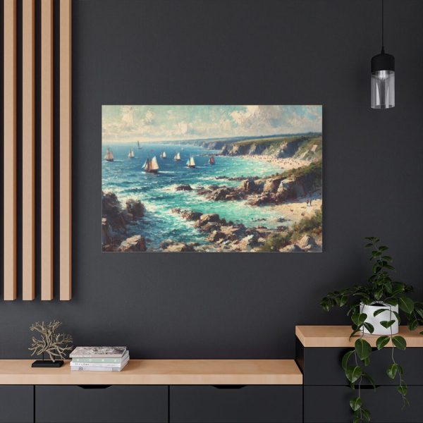 Peaceful Atmosphere With Rocky Coastline Standard Canvas