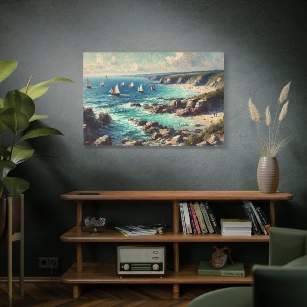 Peaceful Atmosphere With Rocky Coastline Standard Canvas