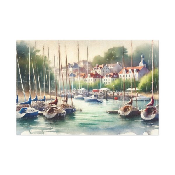 Coastal Scene With Sailboats in Marina Standard Canvas