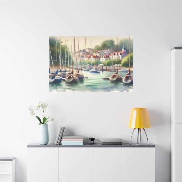Coastal Scene With Sailboats in Marina Standard Canvas