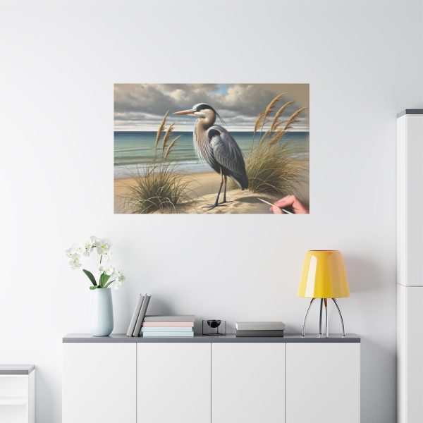 Heron on Sandy Beach Standard Canvas