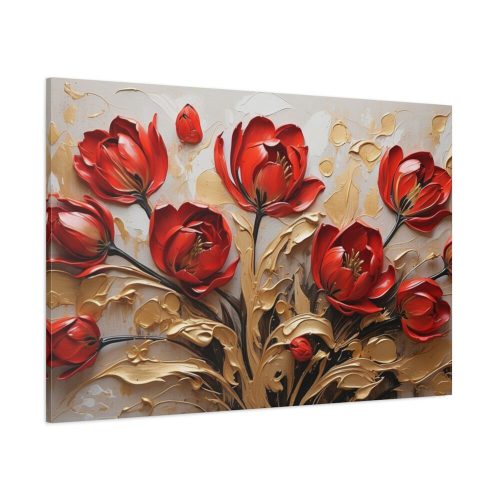 Red-Gold Abstract Tulips Standard Canvas