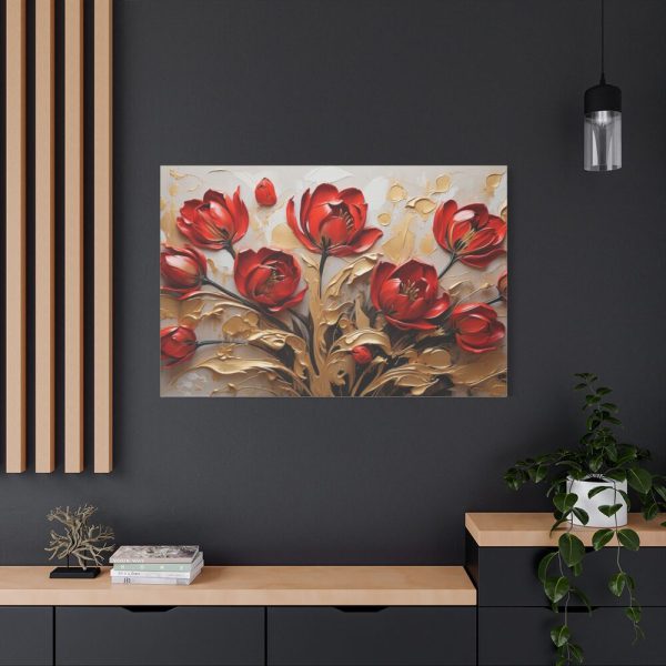 Red-Gold Abstract Tulips Standard Canvas