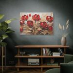 Red-Gold Abstract Tulips Standard Canvas - Image 5