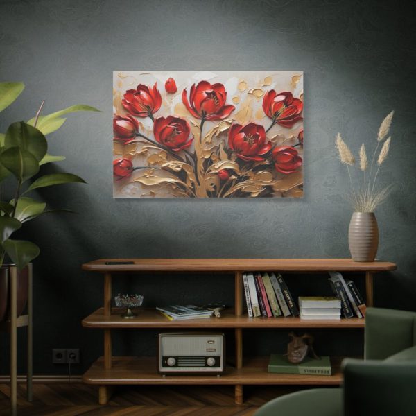 Red-Gold Abstract Tulips Standard Canvas