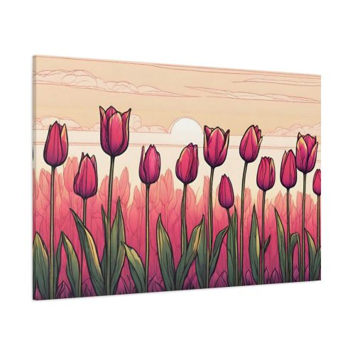 91638-385.jpg Pink Tulips Row At Sunset Standard Canvas