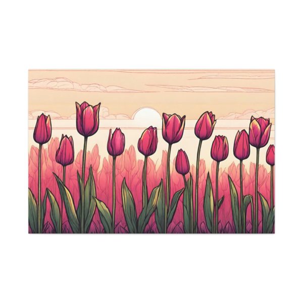 91638-386.jpg Pink Tulips Row At Sunset Standard Canvas