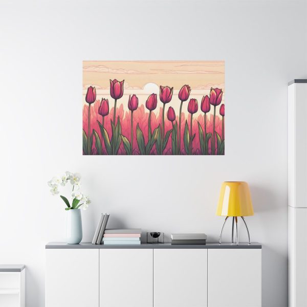 91638-387.jpg Pink Tulips Row At Sunset Standard Canvas