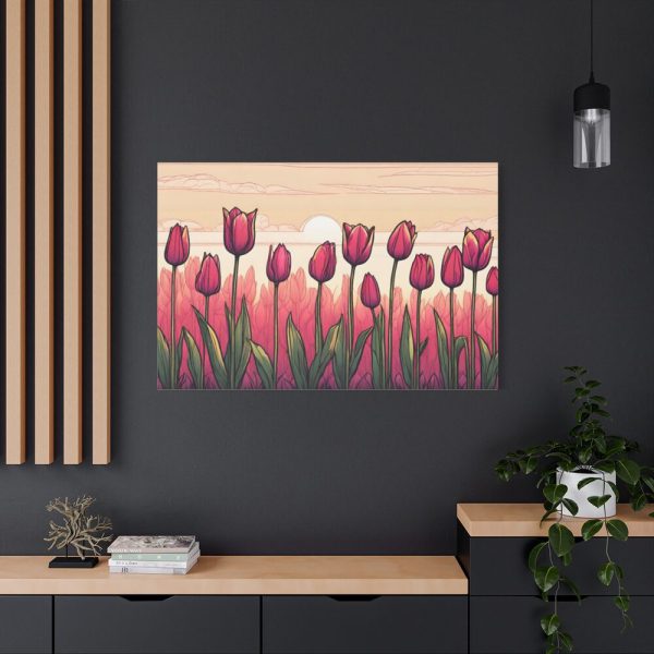 91638-388.jpg Pink Tulips Row At Sunset Standard Canvas