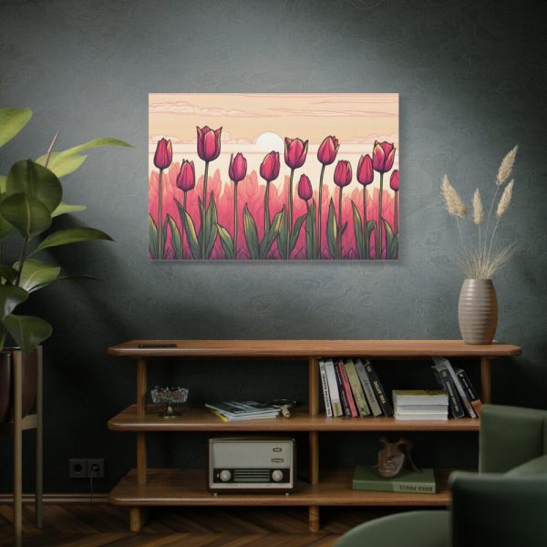 91638-389.jpg Pink Tulips Row At Sunset Standard Canvas