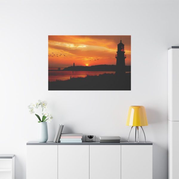 Sunset Ocean Lighthouse Silhouette Standard Canvas