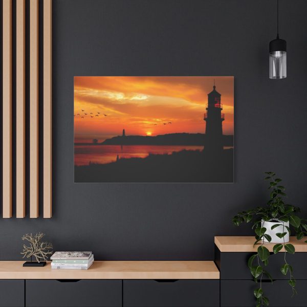 Sunset Ocean Lighthouse Silhouette Standard Canvas