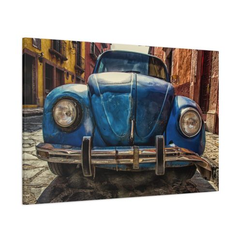 91638-55.jpg Front of a Rusty, Vintage, Blue Volkswagen Beetle Standard Canvas