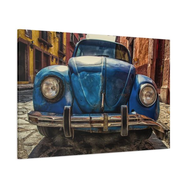 91638-55.jpg Front of a Rusty, Vintage, Blue Volkswagen Beetle Standard Canvas