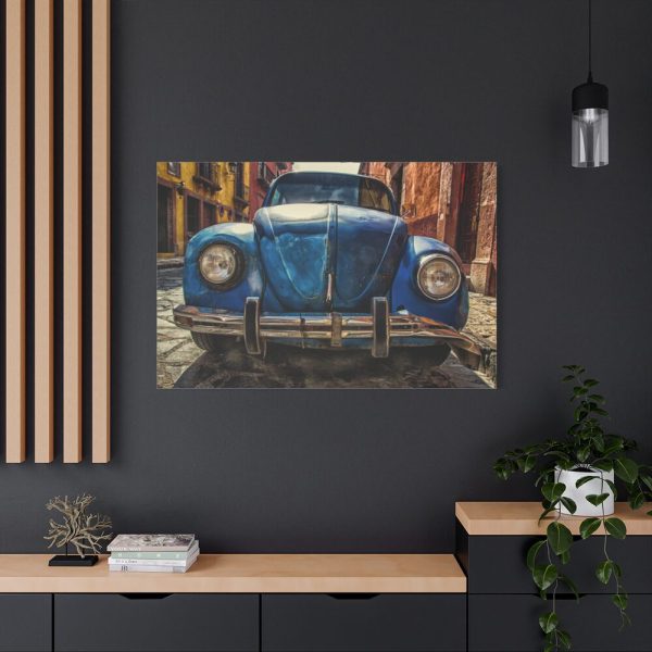 91638-58.jpg Front of a Rusty, Vintage, Blue Volkswagen Beetle Standard Canvas