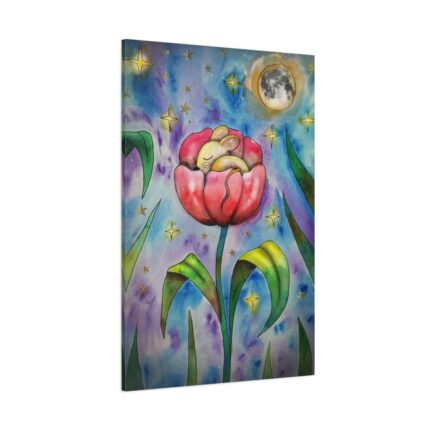 Tulip Flower and Mouse at Night Standard Canvas