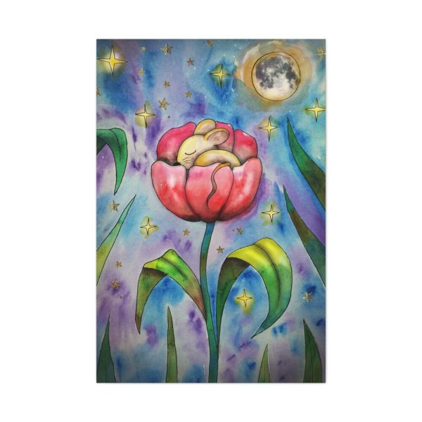 Tulip Flower and Mouse at Night Standard Canvas
