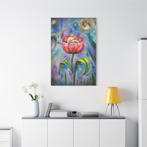 Tulip Flower and Mouse at Night Standard Canvas