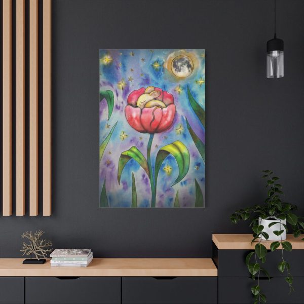 Tulip Flower and Mouse at Night Standard Canvas