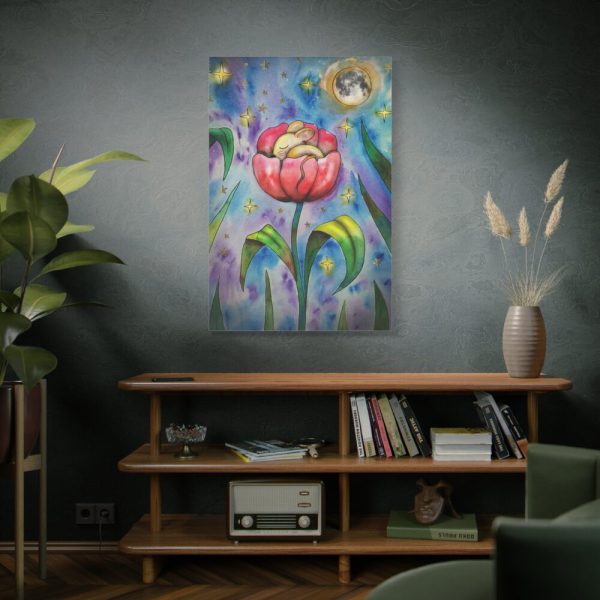 Tulip Flower and Mouse at Night Standard Canvas