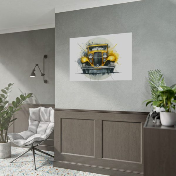 92408-254.jpg Vintage Yellow Car Poster