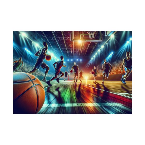 92408-305.jpg Basketball Court Scene With Players in Action Poster