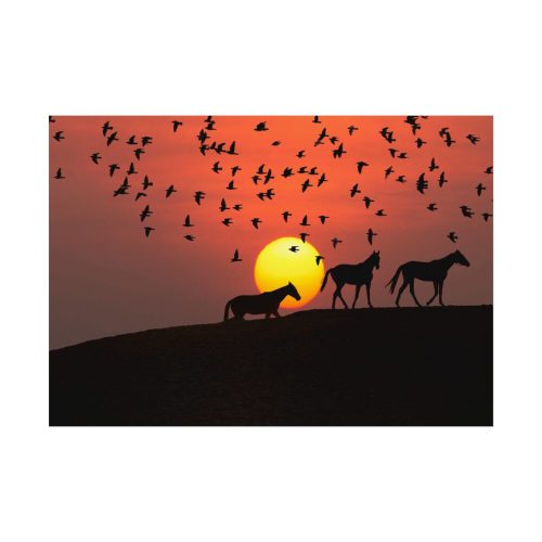 Horse Silhouette During Sunset Poster
