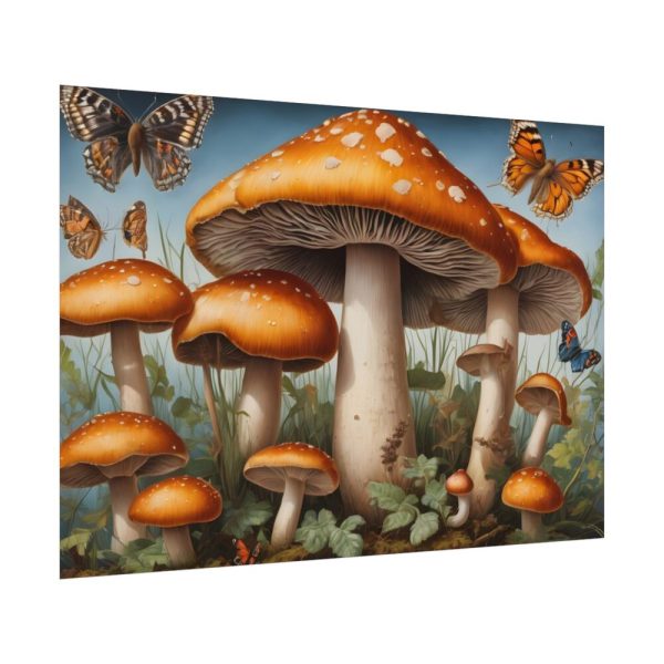 92408-502.jpg Mushrooms Butterfly Forest Art Poster