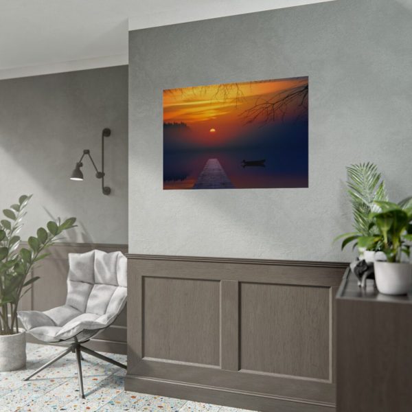 Brown Boat Near Dock Poster