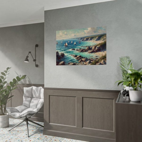 Peaceful Atmosphere With Rocky Coastline Poster