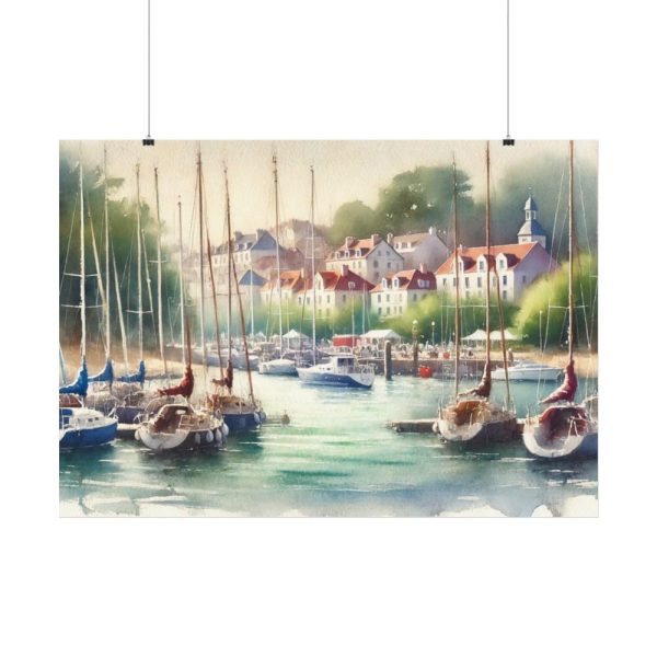 Coastal Scene With Sailboats in Marina Poster