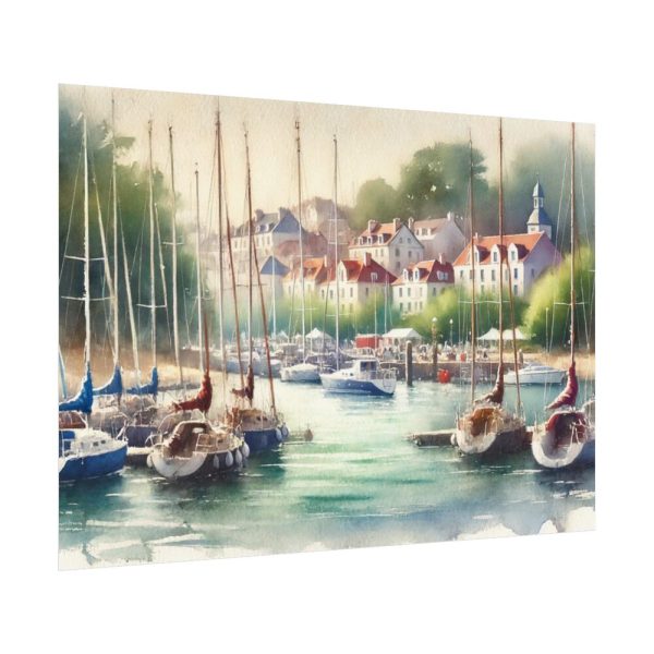 Coastal Scene With Sailboats in Marina Poster