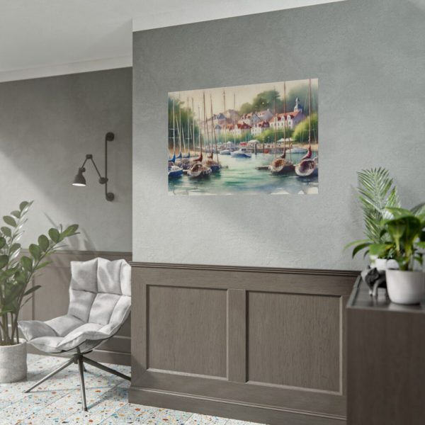 Coastal Scene With Sailboats in Marina Poster
