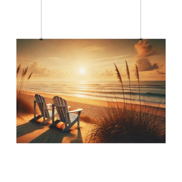 92408-556.jpg White Adirondack Chairs Facing the Ocean Poster