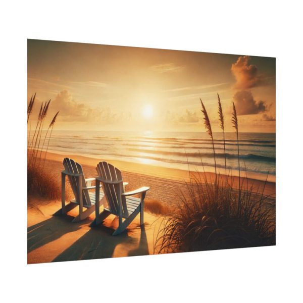 92408-557.jpg White Adirondack Chairs Facing the Ocean Poster