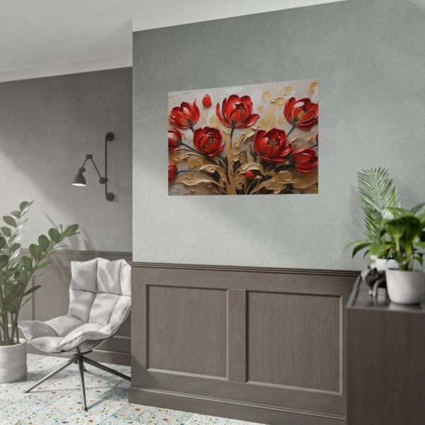 92408-639.jpg Red-Gold Abstract Tulips Poster