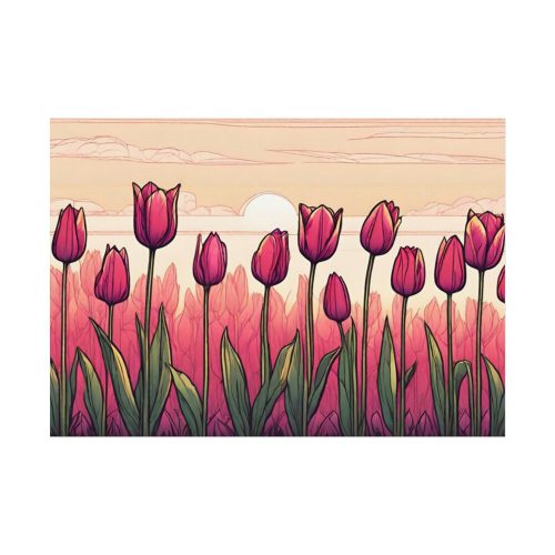 92408-690.jpg Pink Tulips Row At Sunset Poster