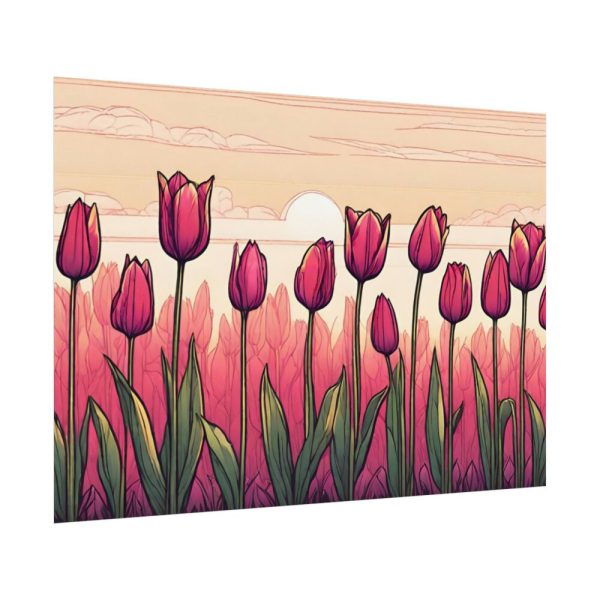 92408-692.jpg Pink Tulips Row At Sunset Poster