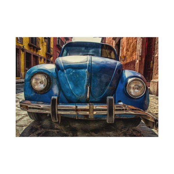 92408-80.jpg Front of a Rusty, Vintage, Blue Volkswagen Beetle Poster