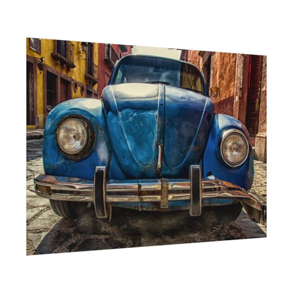 92408-82.jpg Front of a Rusty, Vintage, Blue Volkswagen Beetle Poster