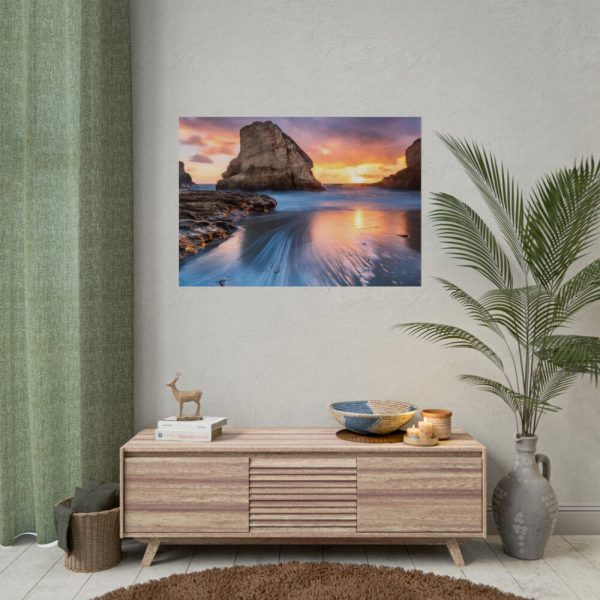 92409-28.jpg Shark Fin Cove During Sunset Poster