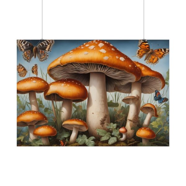 92409-501.jpg Mushrooms Butterfly Forest Art Poster