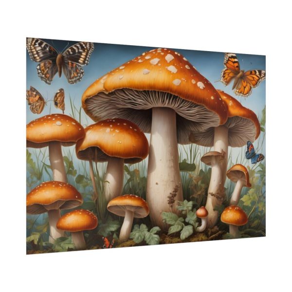 92409-502.jpg Mushrooms Butterfly Forest Art Poster