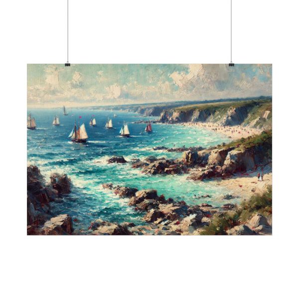 Peaceful Atmosphere With Rocky Coastline Poster