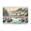 Coastal Scene With Sailboats in Marina Poster