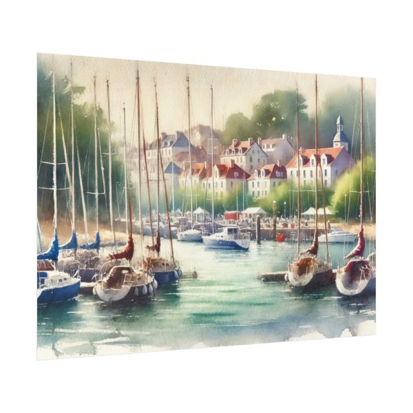 Coastal Scene With Sailboats in Marina Poster