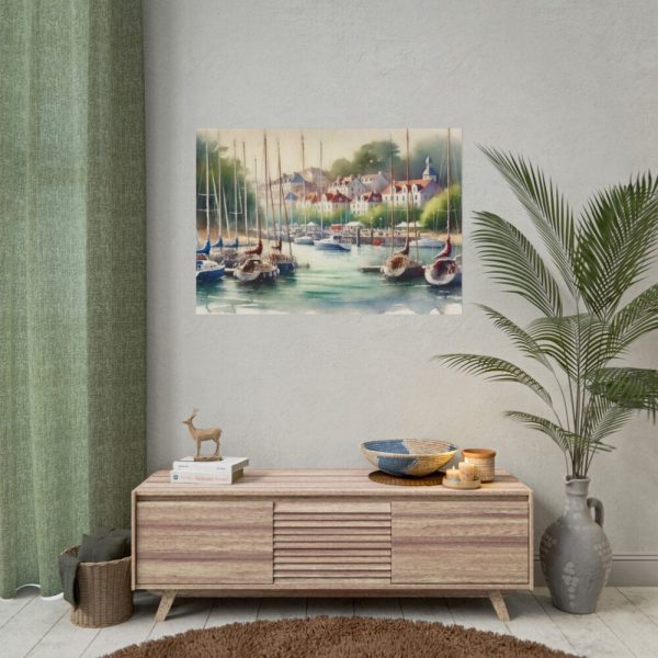 Coastal Scene With Sailboats in Marina Poster